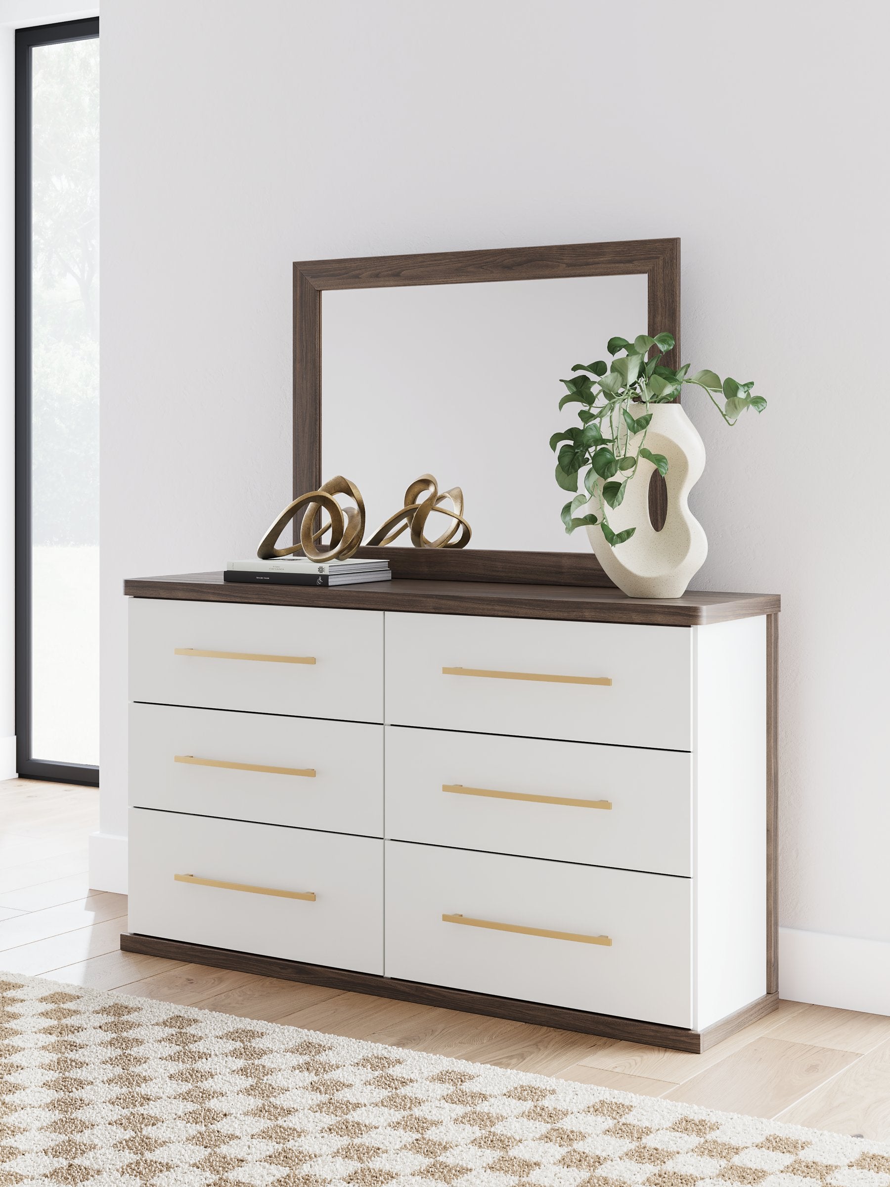 modern two tone dresser Baxton Studio Rikke Modern and Contemporary Two-Tone Gray and Walnut Finished Wood 6-Drawer Dresser
