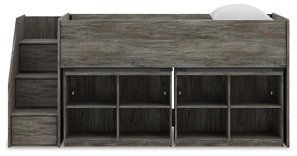 Frandern Loft Bed with Bookcase Storage