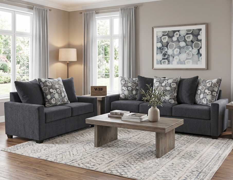 Shelly Charcoal Sofa and Loveseat